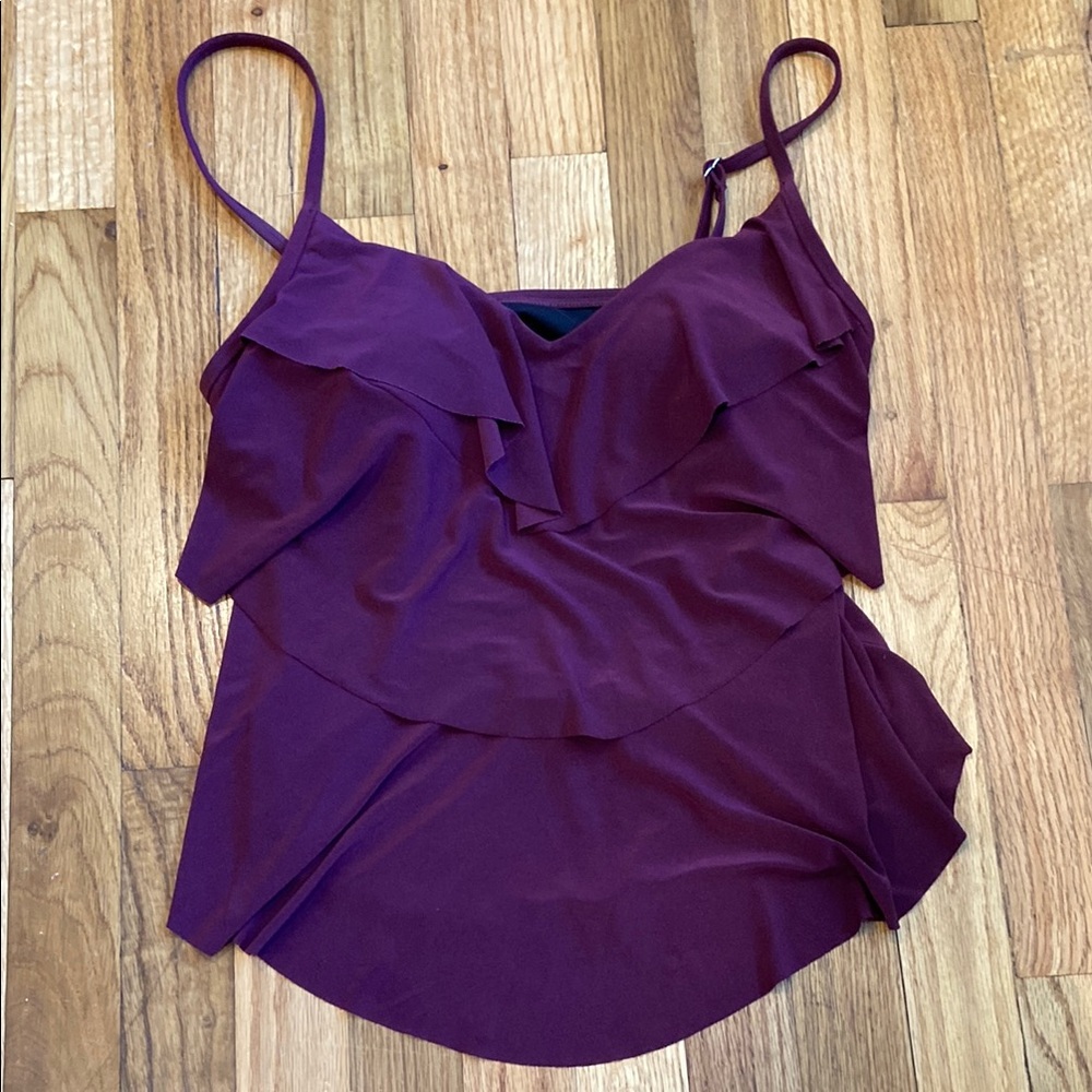 Aqua Green Purple Ruffled Asymmetrical Camisole